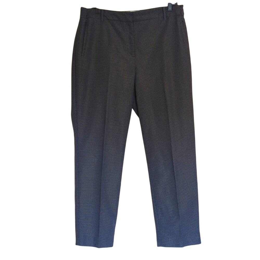 Talbot's Navy White Pin Dot Cotton Stretch High Rise Straight Leg Pant Size 14
